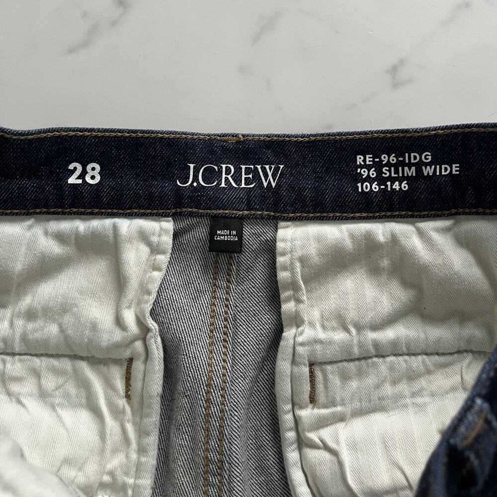 J.Crew '96 slim Wide Denim Trouser Re-Imagined Jeans Dark Wash Sz 28 preppy chic - Picture 3 of 12